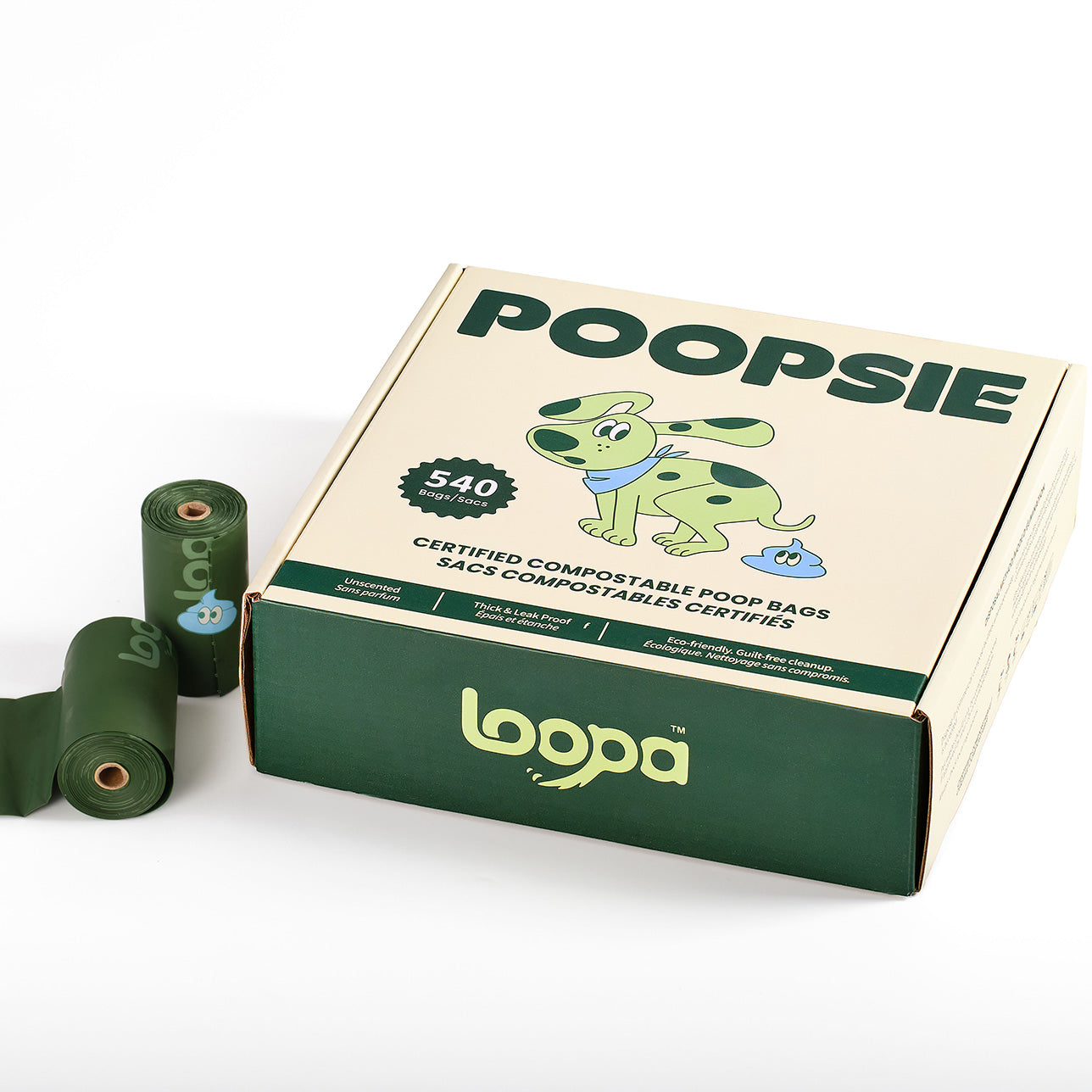 Poopsie Certified Compostable Poop Bags 270 Bags (18 Rolls)